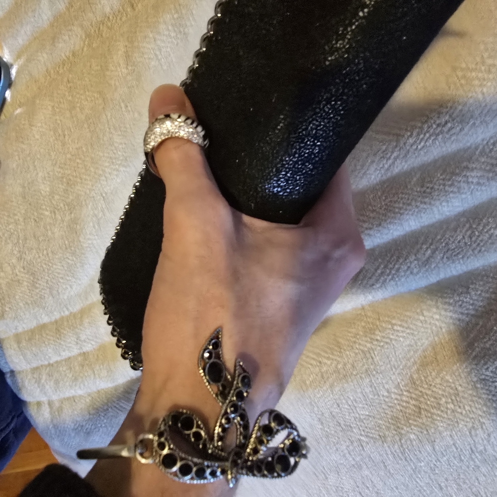 SET OF 2 -MARC JACOBS  silver rhinestone flower Wrist Bracelet & Leopard Ring 8 - Picture 6 of 11